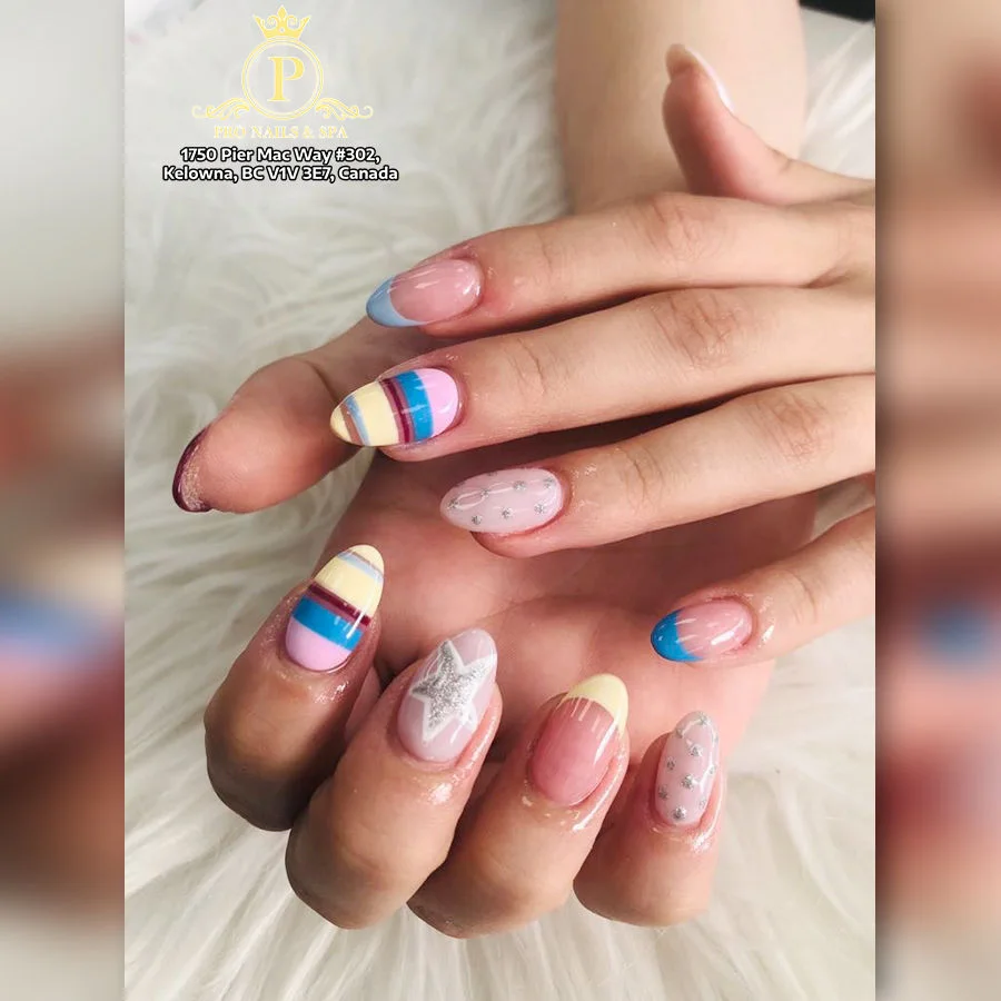 Pastel rainbow manicure