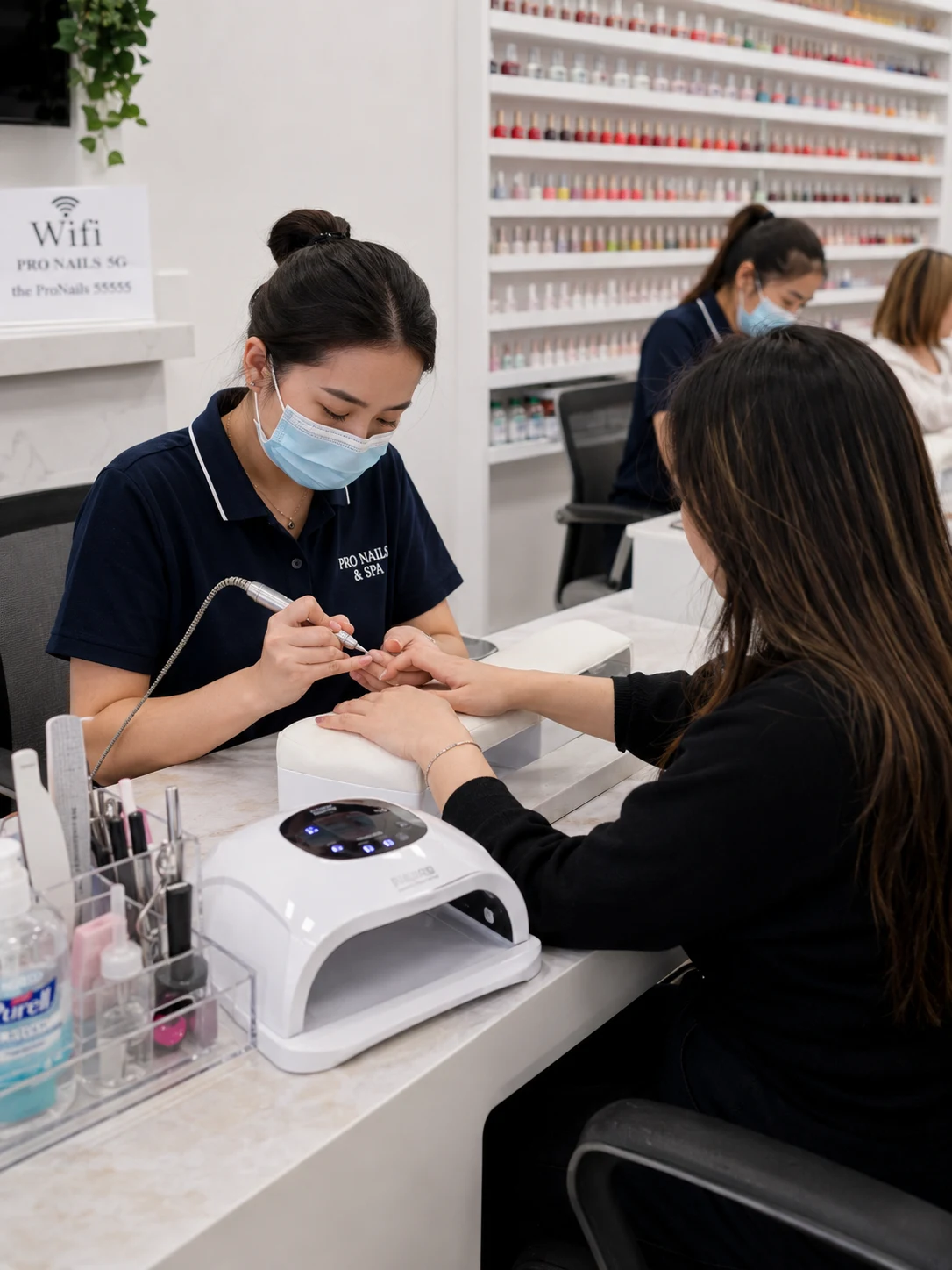 A Pro Nails & Spa technician providing a manicure